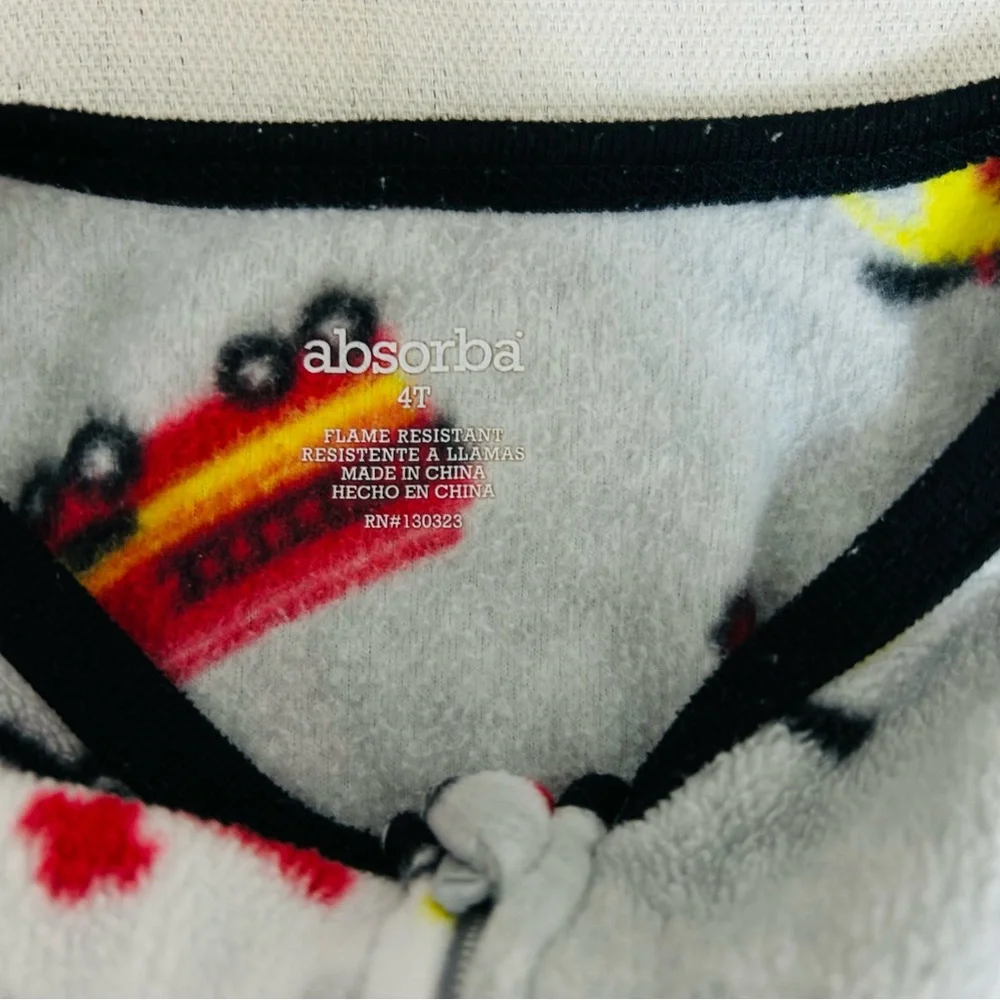 Absorba Boys Gray Fleece Footie with Vibrant Vehicle Design 4T